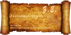 Zeitvogel Ervin névjegykártya
